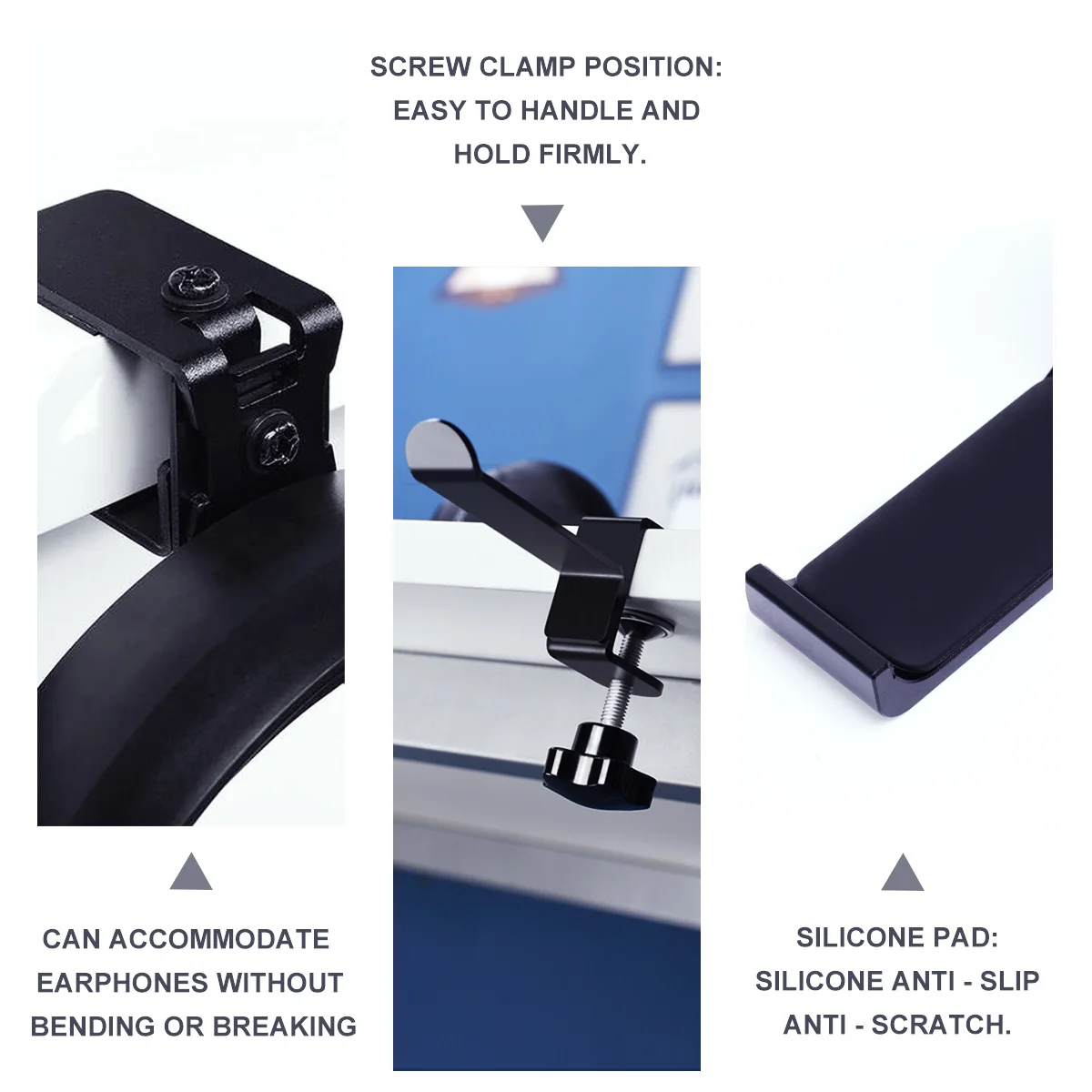 

【】Headset Holder Headphone Rack Wall Mount Metal Hook Hanger Storage Organizer Anti-Scratch Black For Home Office School