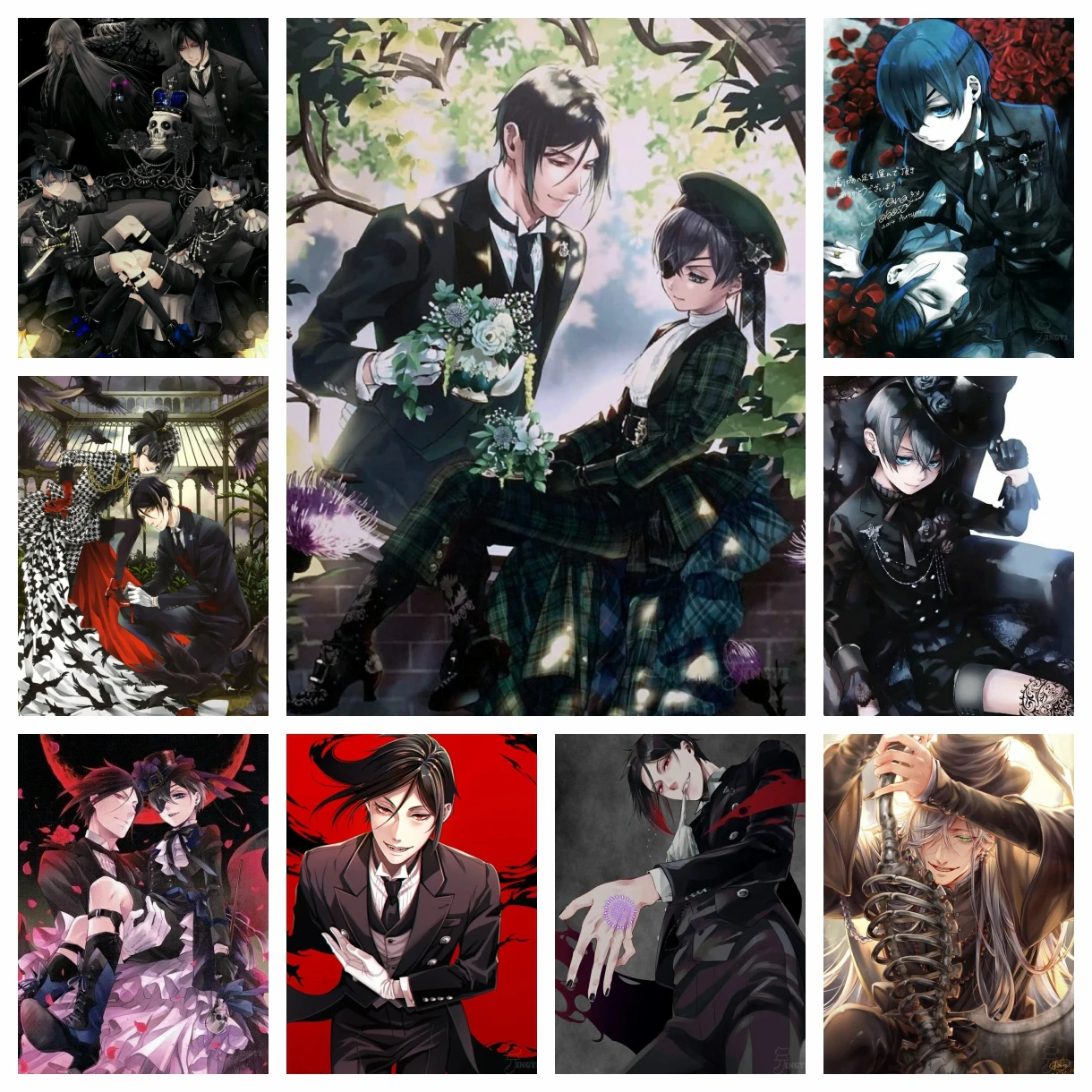 Black Butler 5D DIY Diamantmalerei Sebastian Japanische Anime-Figur Mosaik Stickerei Strass Hobby Geschenk Deko Schlafzimmer
