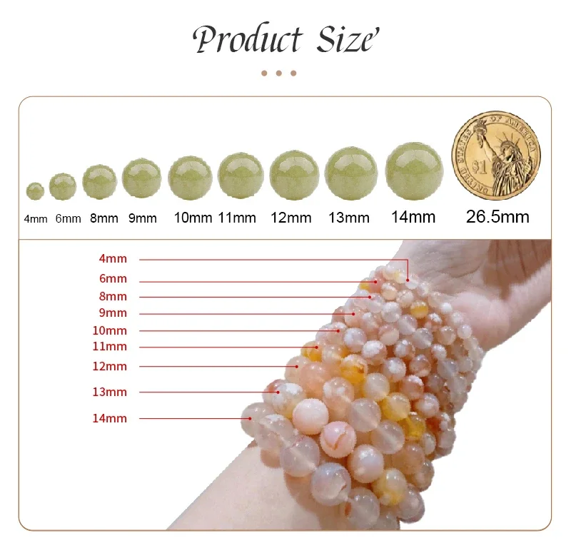 Natürlicher, warmglänzender, rosafarbener Aventurin-Heil- und beruhigender, runder loser Edelstein-Perlen 4/6/8 mm für DIY-Armband-, Halsketten- und Ohrring-Zubehör – Detail 9