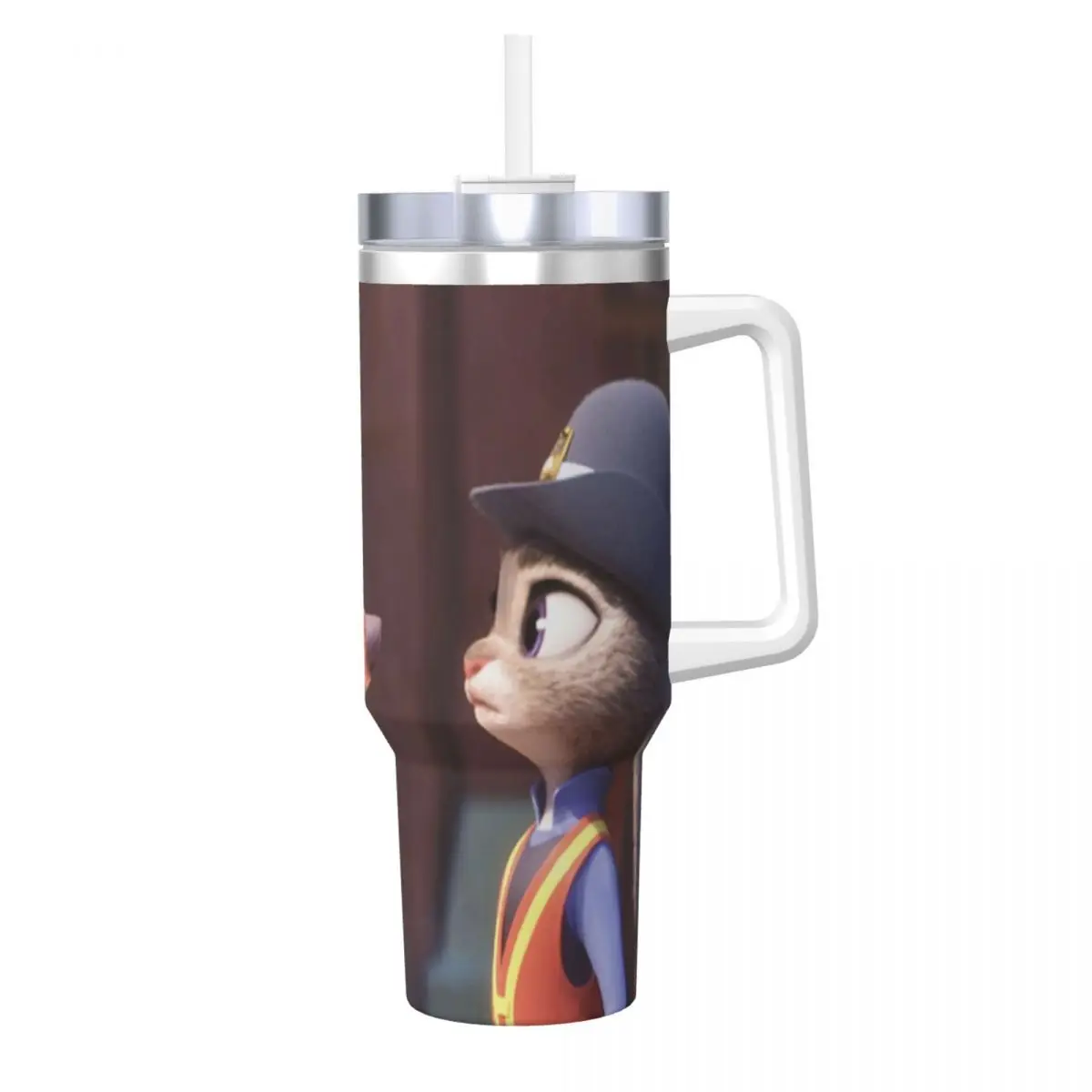 

Zootopia Movie Stage Photo Stainless Steel Tumbler Beach Thermal Mug With Straws and Lid Large Car Mugs Cold Drink Water Bottle