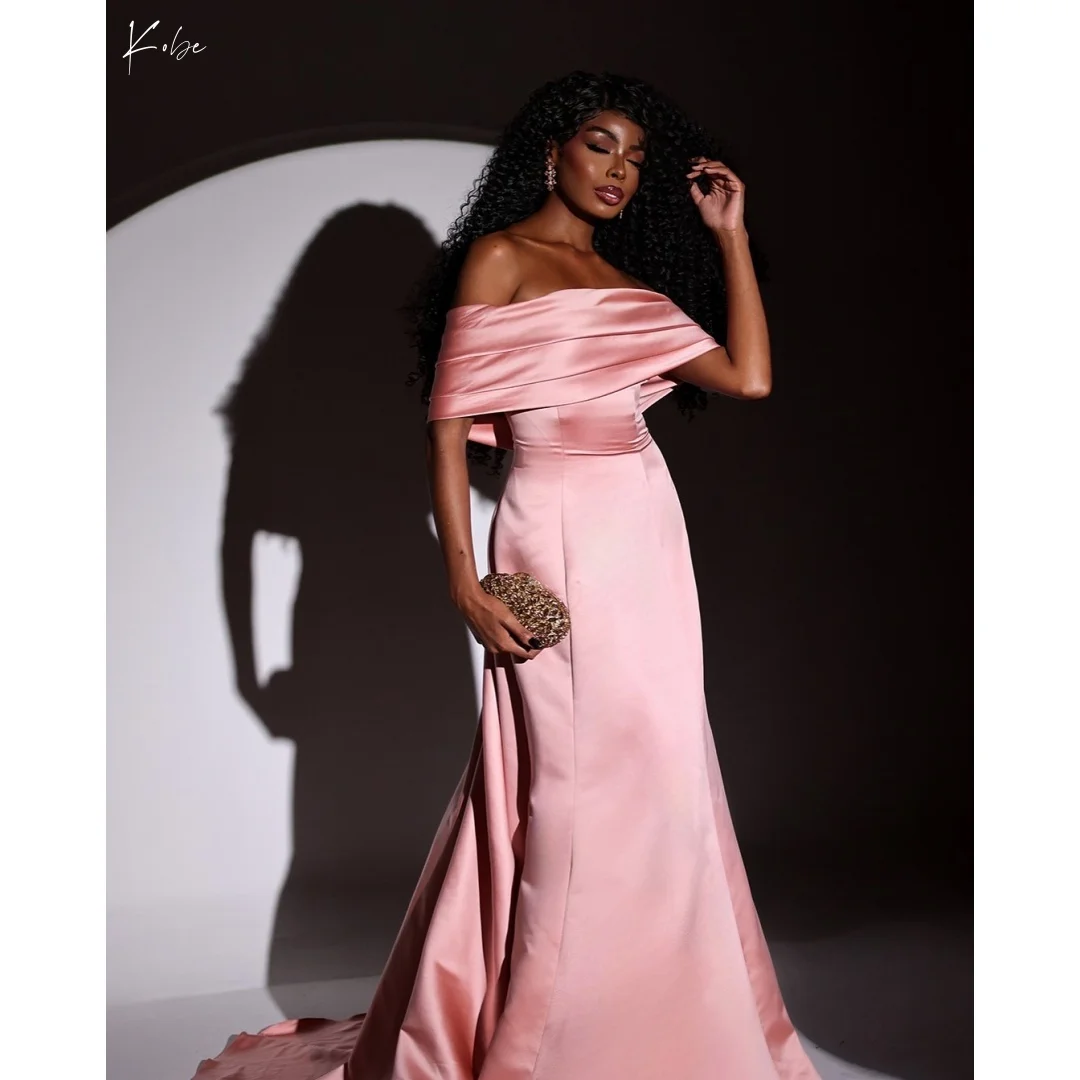 神戸カスタマイズピンクオフショルダーストラップレスプロムドレスマーメイドバックレスイブニングドレスフロアレングスパーティードレス2025