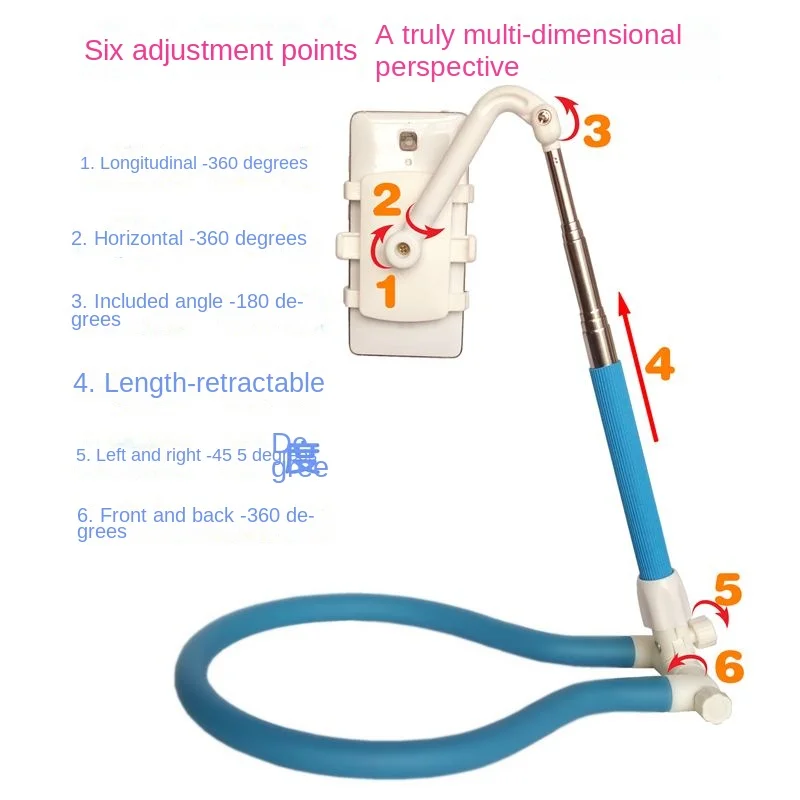 Universal Foldable Desktop Lazy Bracket, Rotating and Stretching, Neck Hanging Phone Stand, Sleeping and Watching God Tool