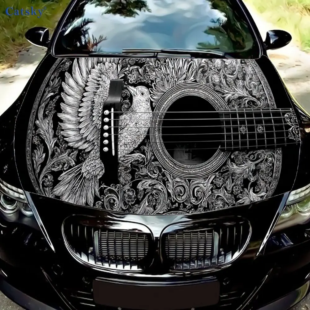 

Majestic Artistic Guitar with Wings Car hood decals, car cover decorative stickers, and vinyl wraps for cars, SUVs and trucks. S