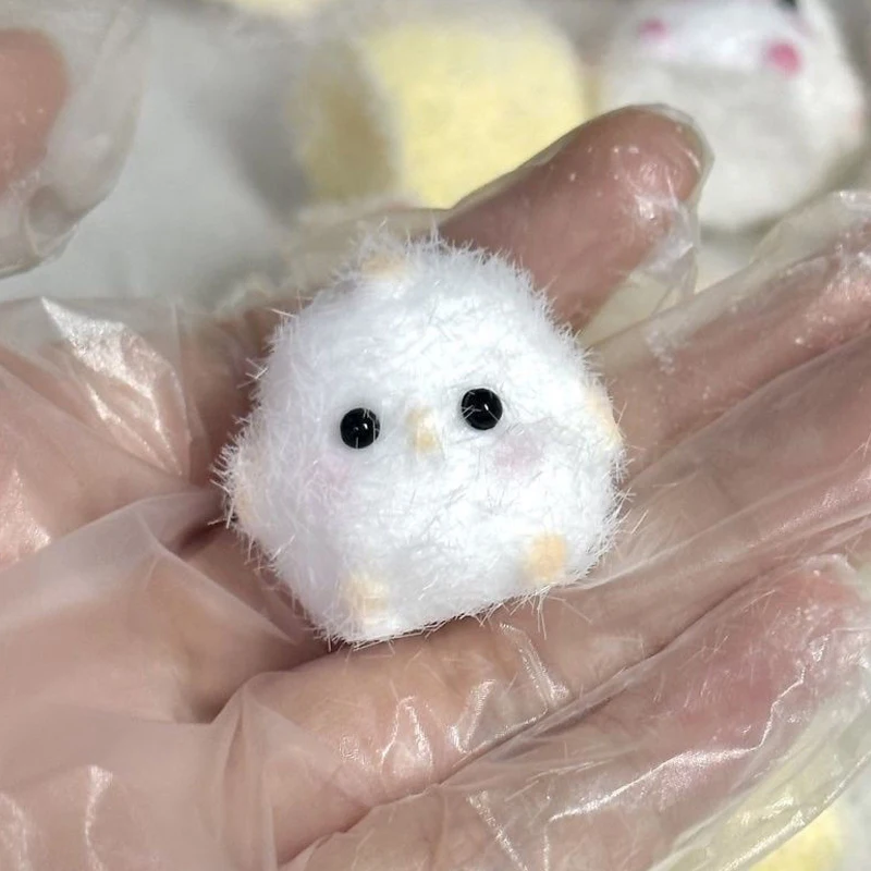 Flocked Yellow White Shaggy Chick in Bag Soft Squishy Figure Bo Bo Ji Stress-Relief Backpack Pendant Mini Toy Gift for Kid Adult