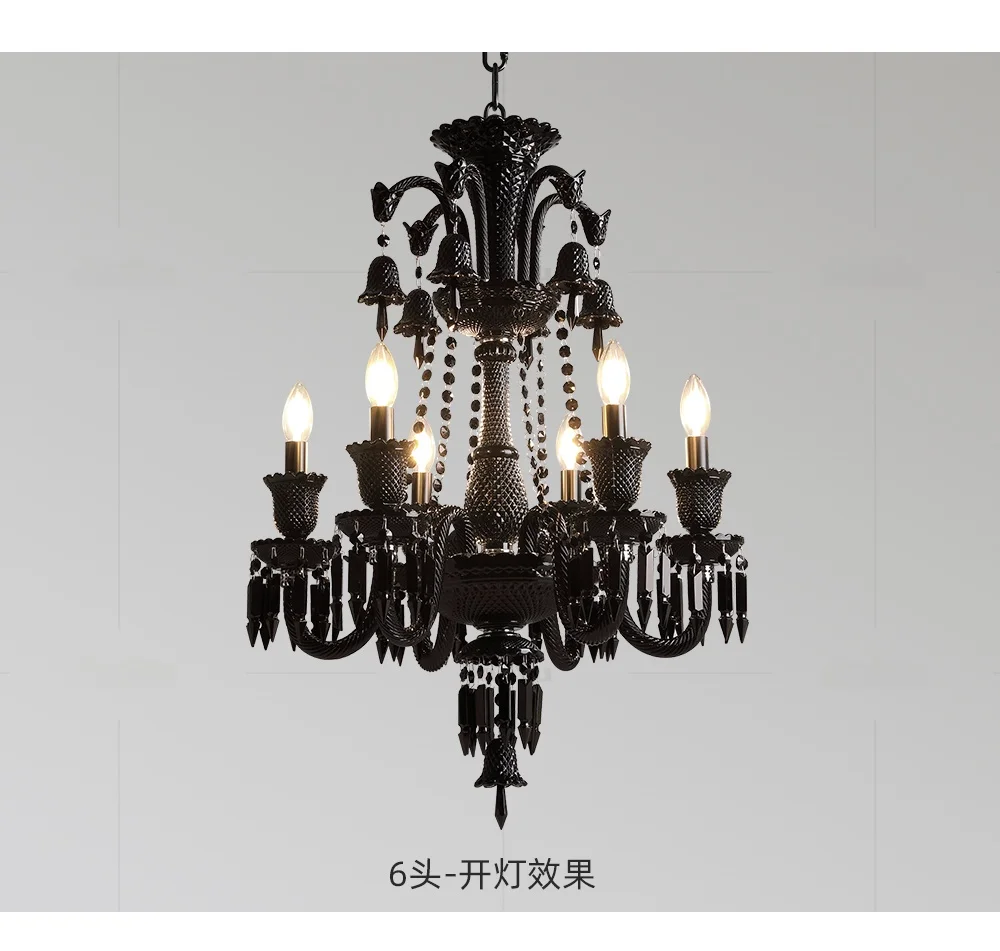 Luxury Black Crystal Chandelier Lighting Villa Hotel Chandeliers Luxurious Living Room Dining Room Lamp Household Light