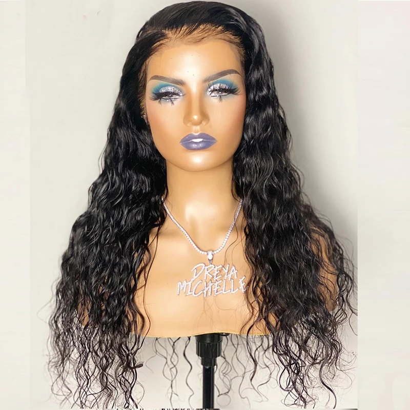 

26Inch Long Natural Black Soft 180Density Kinky Curly Lace Front Wig For Women BabyHair Daily Preplucked Glueless Heat Resistant