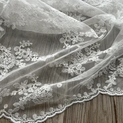 Flower Language White Pattern Embroidered Mesh Gauze Soft Translucent Creative Dress Wedding Dress Designer Fabric