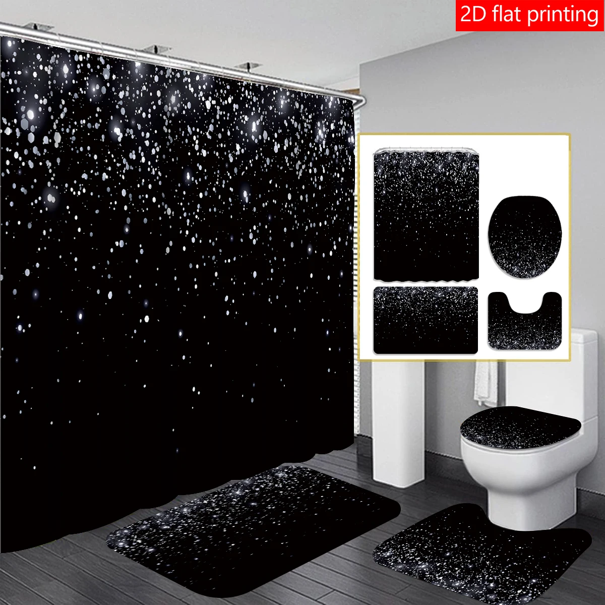 

4pcs night rain curtain shower curtain decoration, beautiful housewarming gift modern home decoration, waterproof shower curtain
