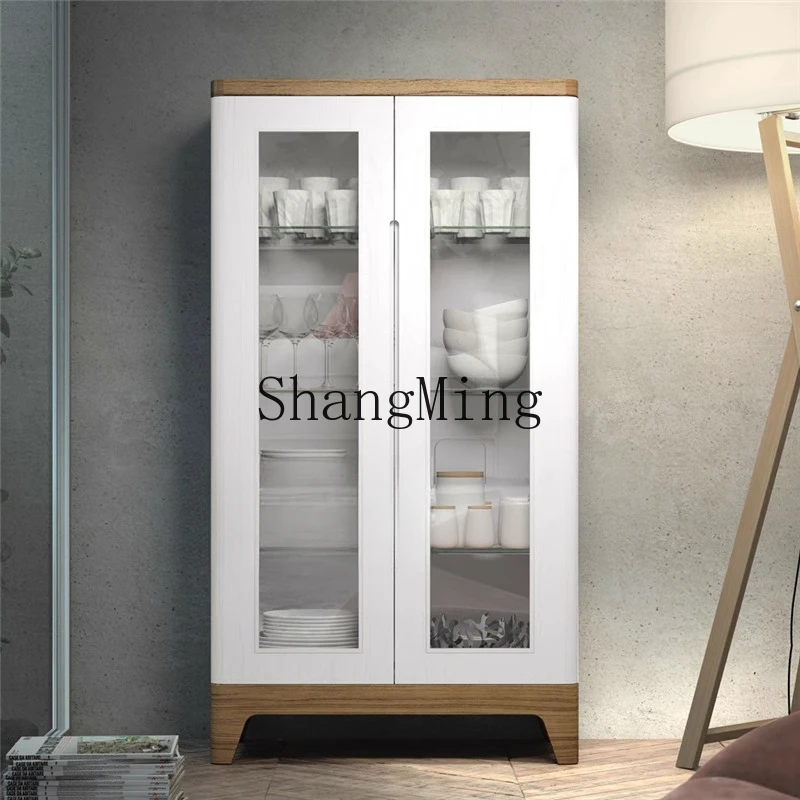 

CL premium light luxury solid wood dining side cabinet simple wall living room display storage high cabinet