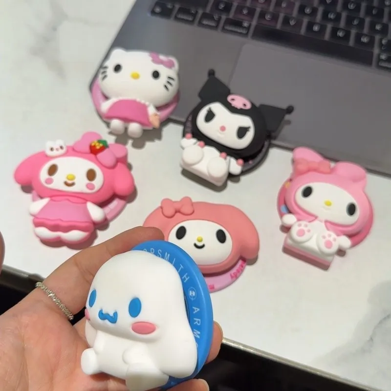 Cute 3D Cartoon Kuromi Cinnamoroll For Magsafe Magnetic Phone Griptok Grip Tok Stand For iPhone 18 Wireless Charging Case Holder view 6