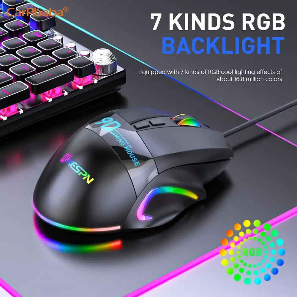 12000 DPI Gaming Mouse 9 Buttons LED Optical USB Wired Mice Wired Bulk Computer Accessories RGB Esports Grade For High Quality