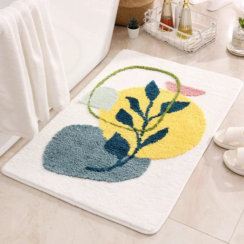 Soft Floor Mats Small Fresh Flowers Rugs Home Entrance Carpet Bedroom Toilet Bathroom Door Absorbent Non-Slip Foot Pad