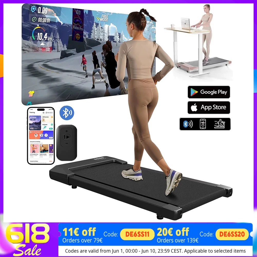 Tapis roulant 300lbs pour la maison 2,5hp tapis roulant tapis de marche LCD affichage numérique des données 2in1 marche course Fitness exercice Machine
