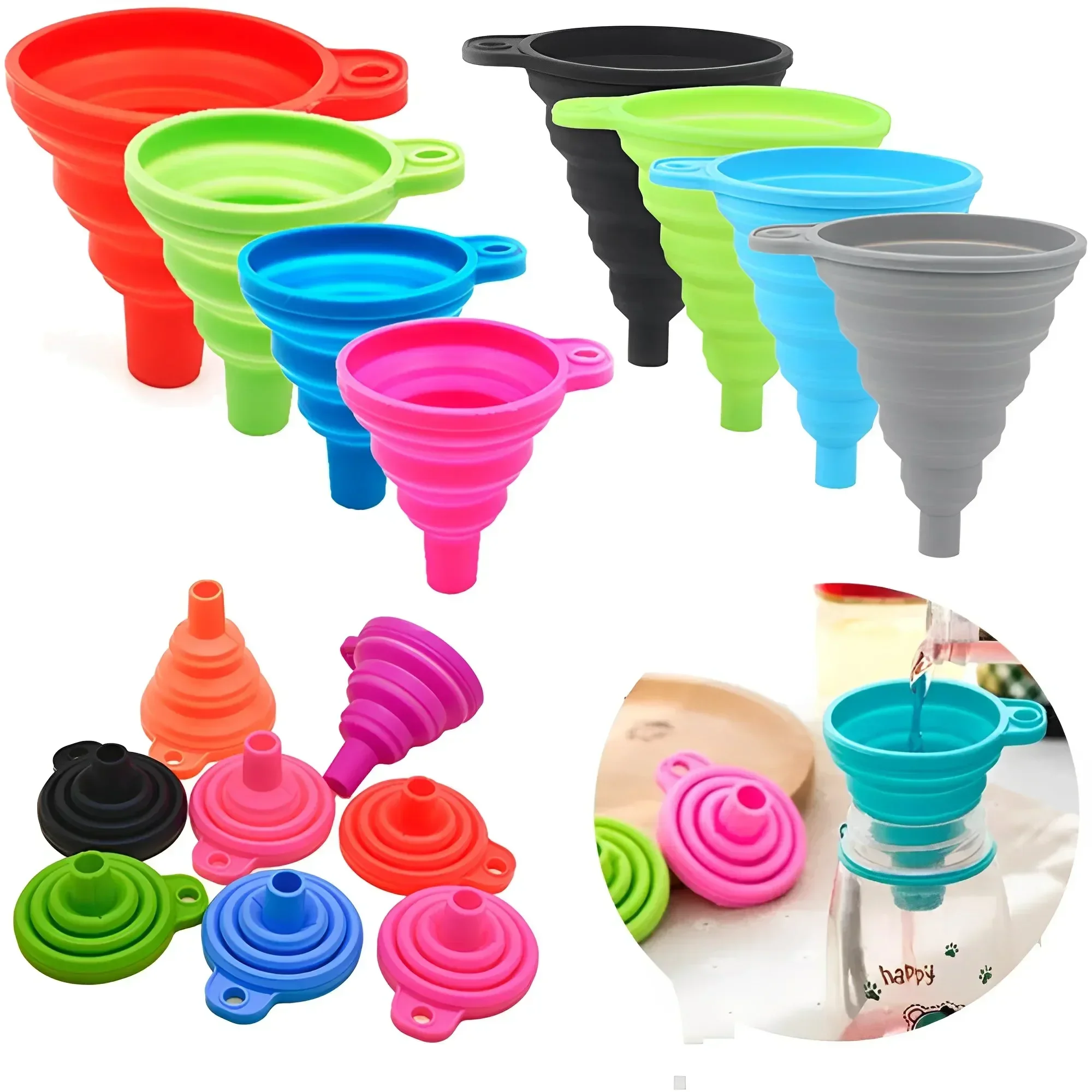 Universal Foldable Car Engine Funnel Silicone Liquid Funnel Washer Fluid Change Portable Auto Engine Oil Petrol Change Funnel