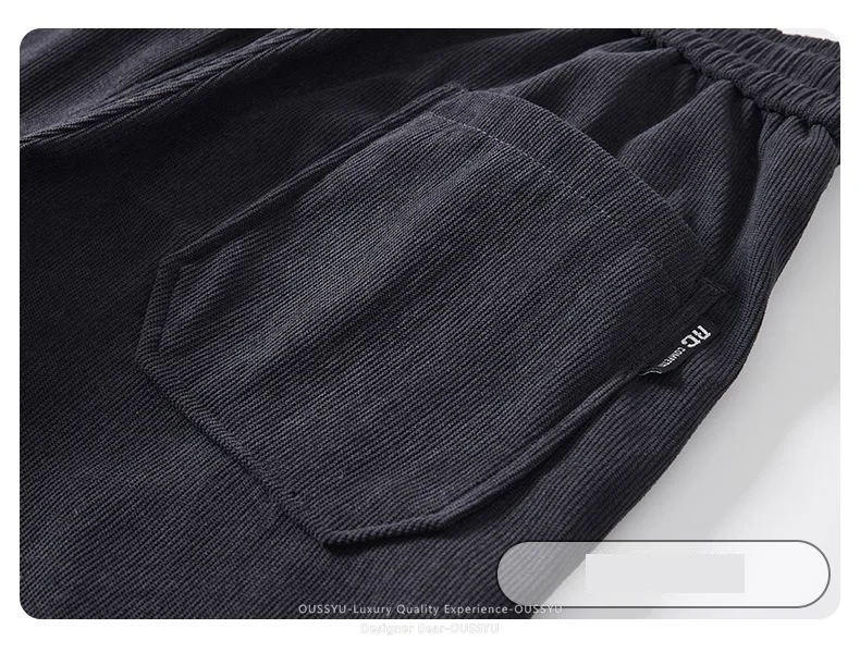 Herren-Cordhose für Herbst und Winter, locker geschnitten, gerade, mit Kordelzug, elastischem Bund, Streetwear-Mode, Baggy, lässige Hose, braun – Detail 16