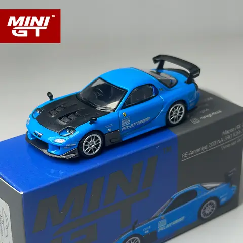 MINIGT 1:64 Mazda RX7 RE-Amemiya 20B NA 3 Rotor-7 "Ama-san Go" blue MGT alloy car model 1046