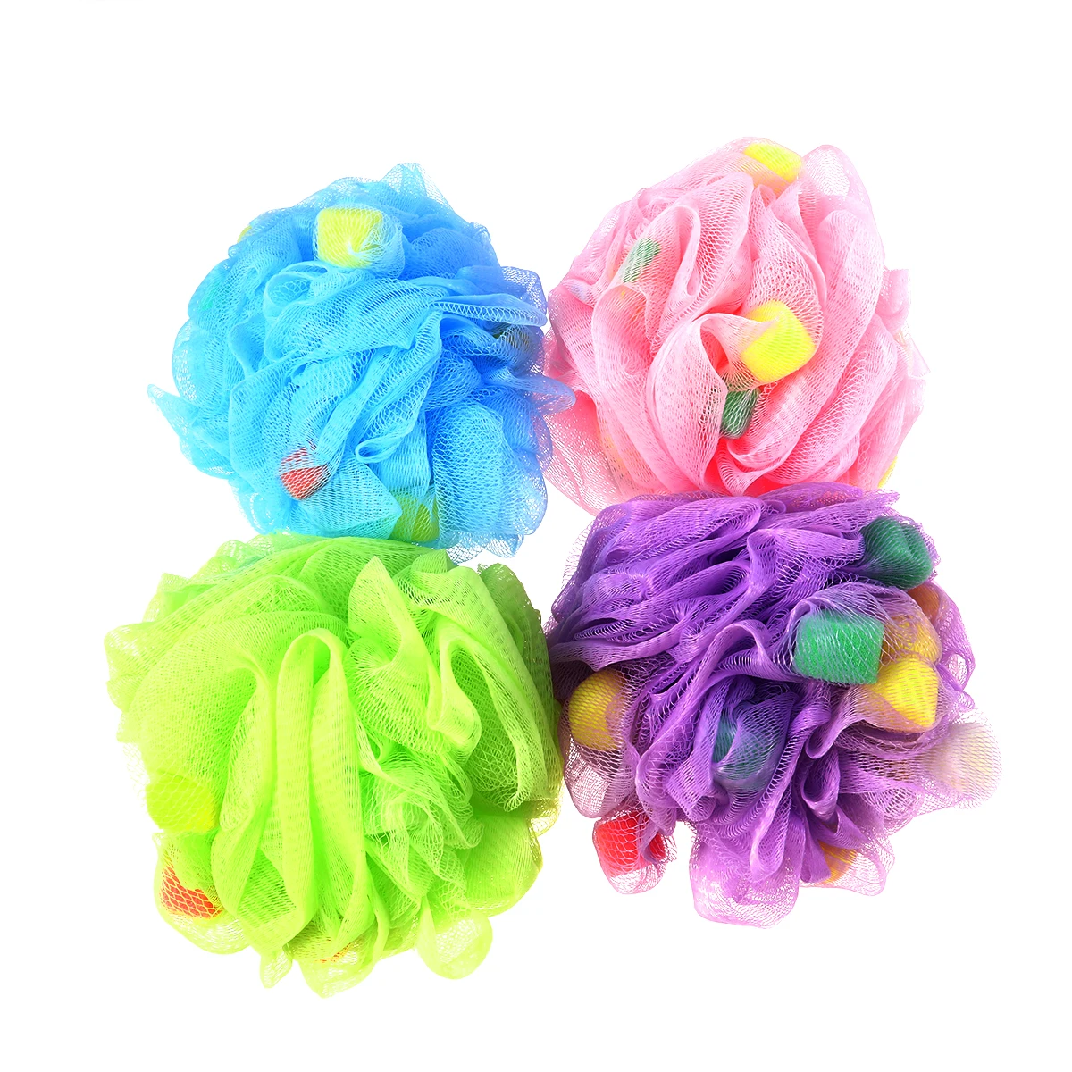 

4 Pcs Bath Ball Bubble Net Sponge Shower Poufs for Women Sponges Dry Skin Balls Colorful Bathing Body Home