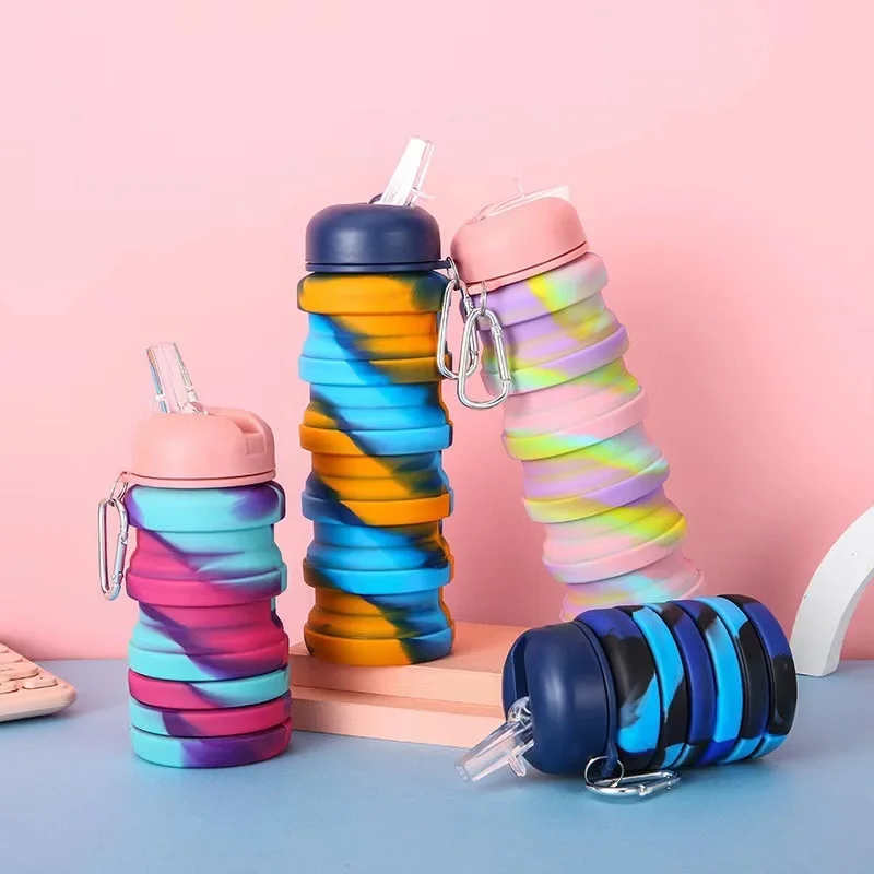

Collapsible Water Bottle 500ml,Flexible Silicone Travel Cup for Gym, Running, Cycling ,Compact&Lightweight, BPA Free,Space Saver