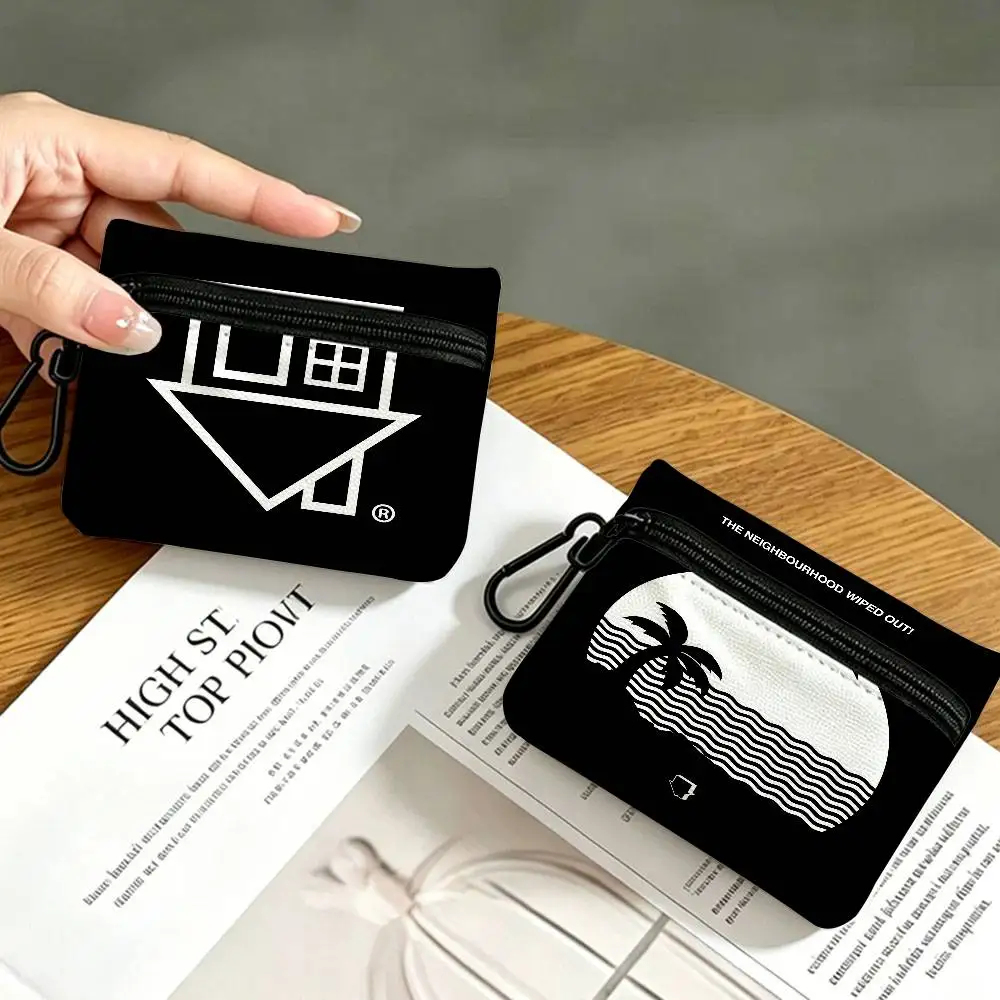 N-Neighbourhood I Love You Oxford Cloth Zipper Coin Purse Portable Hanging Key Pouch Organizer For Travel Cosmetic Bag
