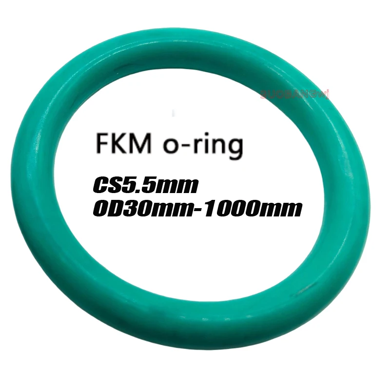 

FKM O Ring CS5.5mm OD30mm-1000mm Green Fluorine Rubber O Ring Sealing Gasket Insulation Oil High Temperature Resistance Fluorine