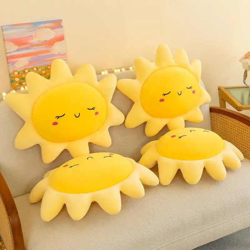 Cute Sun Plush Toy Pillow Fluffy Plushie Sofa Cushion Adorable Home Decor For Bed Living Room Gift Supplies
