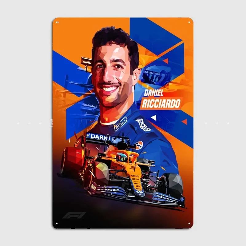 Daniel Ricciardo Low Poly Metal Wall Art Mural Metal Signs Vintage F1 Poster Garage Bar Decor Room Decoration Home Decor Items