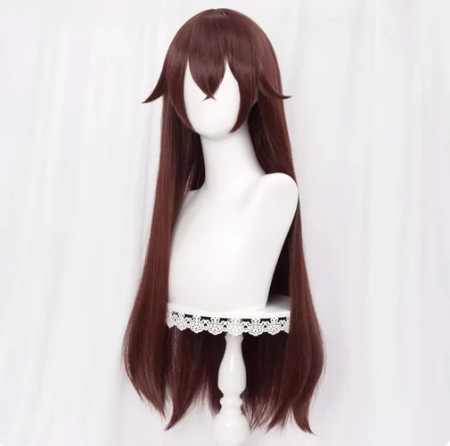 Straight Brown Wig for Amber Cosplay Costume Women Long Anime Natural Soft Party Hair Wigs with Bangs