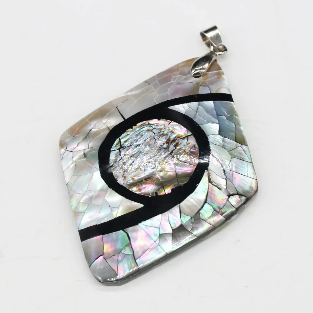 Natural Shell Pendant Crack Splicing Abalone Shell Pendant Natural Mother of Pearl Shell Charms for Jewelry DIY Making 47x60mm