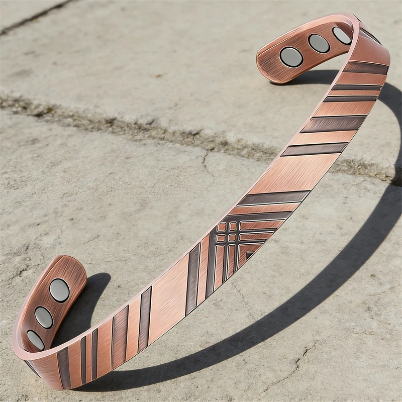 Adjustable Magnetic Bracelet for Arthritis Pain Relief - 100% Pure Copper Cuff Bangle Unisex Therapy Jewelry for Health & Energy