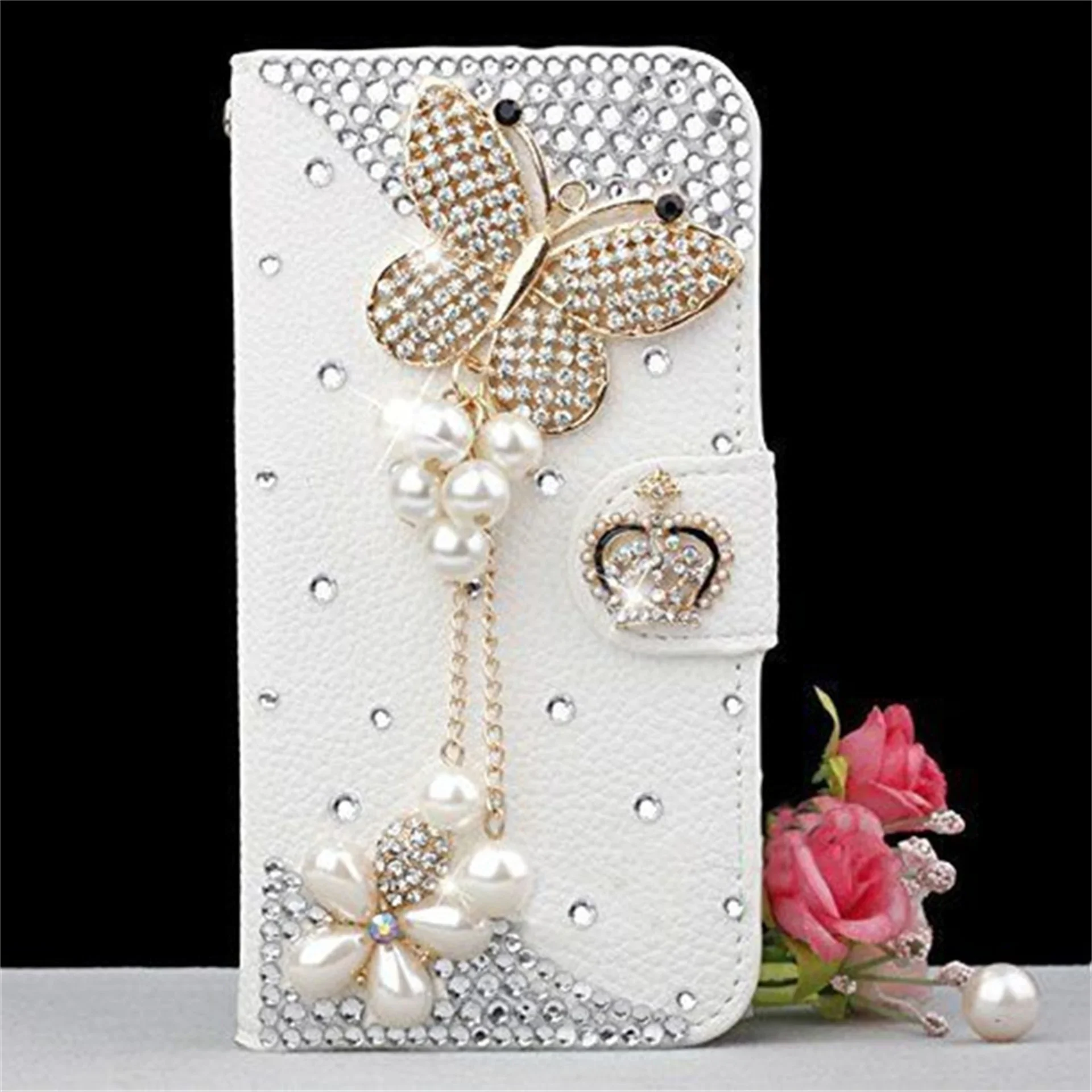 XSMYiss Fashion Bling Diamond Rhinestone Leather Flip Wallet Cover Phone Case For Iphone 16 15 14 13 12 11 Pro Max XR XS 16Pro