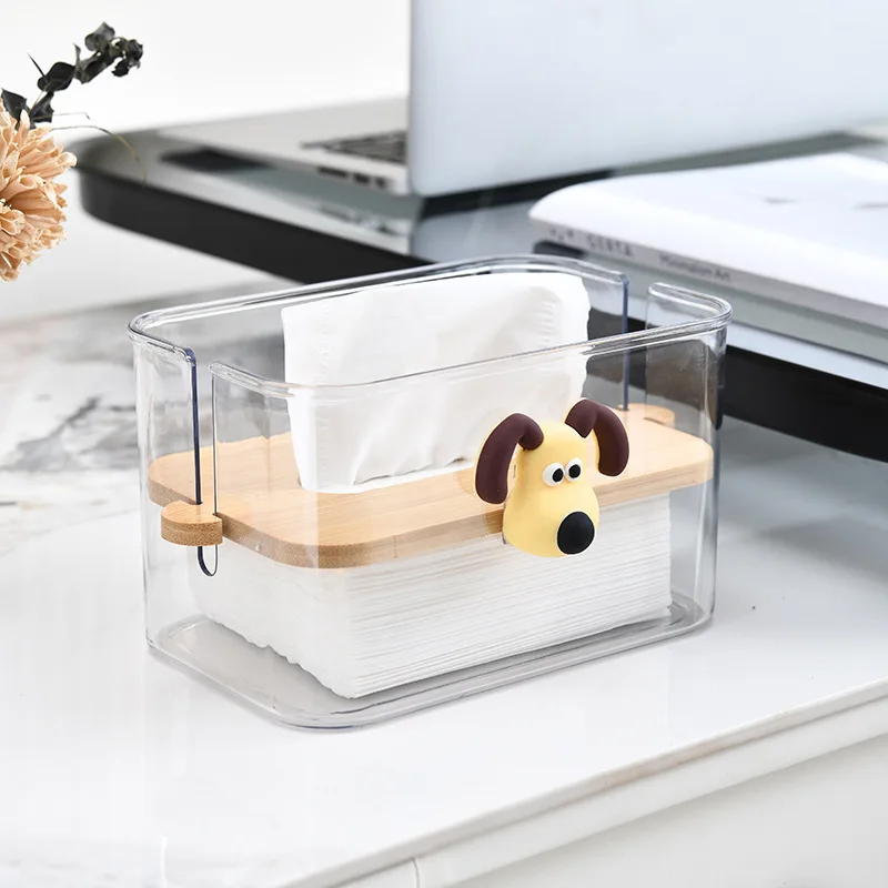 Lift tissue box Household living room coffee table restaurant creative lovely light luxury transparent paper box