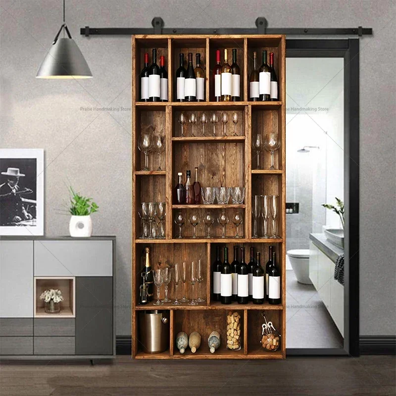 

Home Furnishing Simulated Wine Cabinet Bookshelf Door Sticker Decoration Renovation Sticker PVC Waterproof Self-adhesive Poster