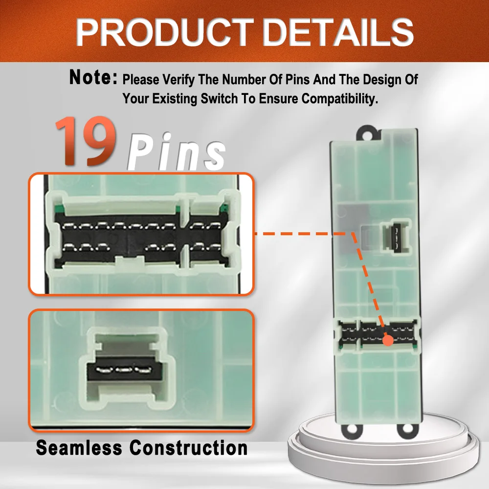 25401-EQ305 لنيسان X-Trail 2002-2007 مفتاح رفع نافذة الطاقة الأمامية اليسرى مع 19 دبابيس ملحقات السيارة #4