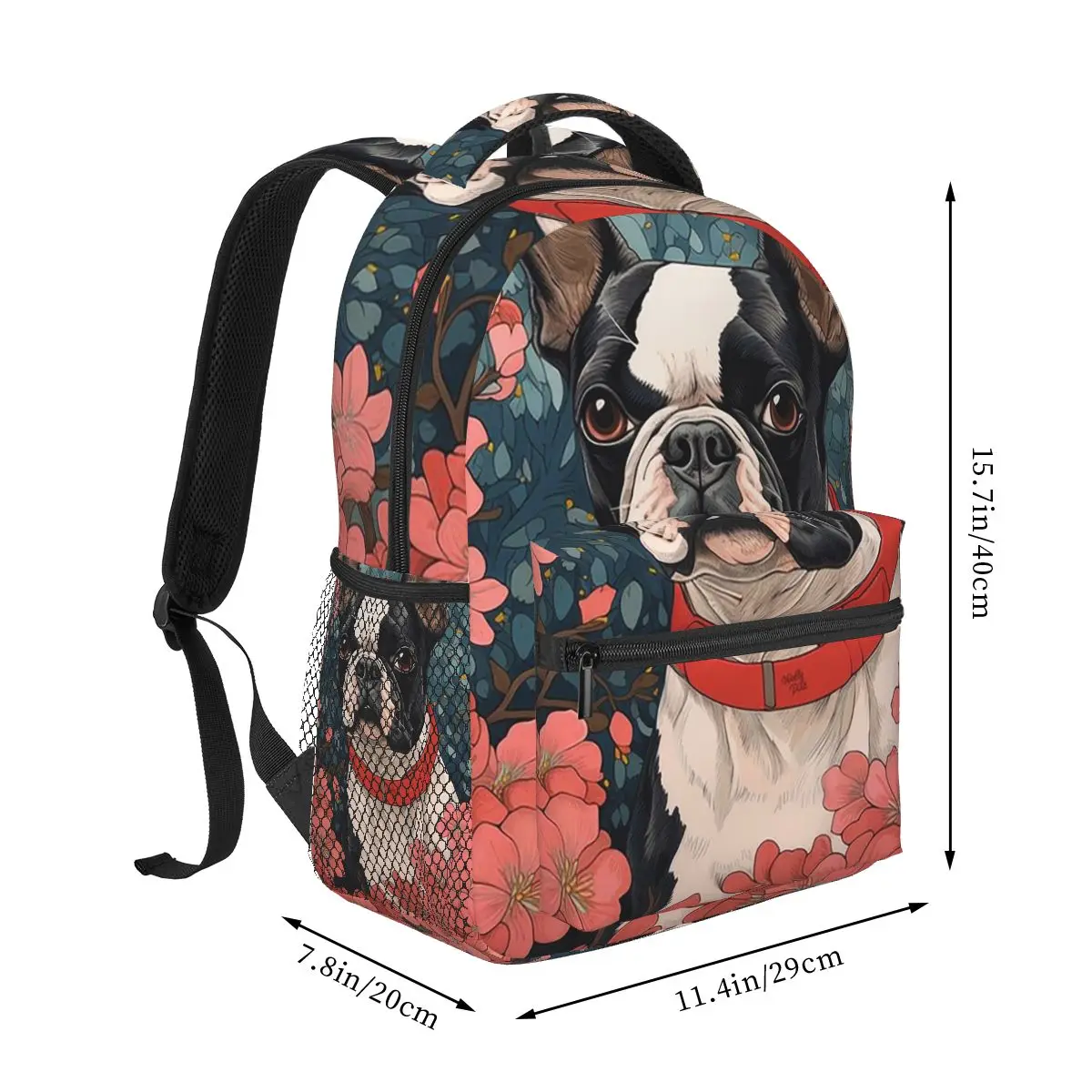Cherry Blossom And French Bulldog Print Backpack Student Boys Girls BookBag School Bag Computer Shoulder Bags for Men Women