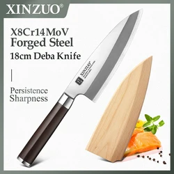 XINZUO 18cm Luxurious Professional Deba Knife X8Cr14MoV Forged Steel Yanagiba Filleting Salmon Fish Head Cleaver Knives