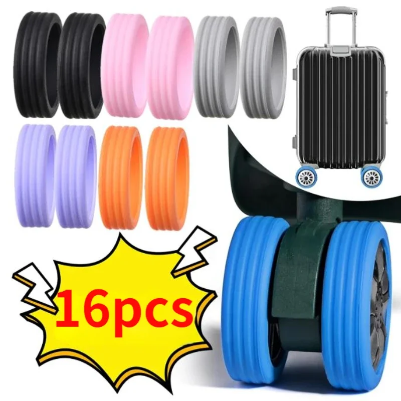 Protector de ruedas de equipaje nuevo, 16 Uds., ruedas de silicona, ruedas, zapatos, maleta de equipaje de viaje, Reduce el ruido, accesorios de