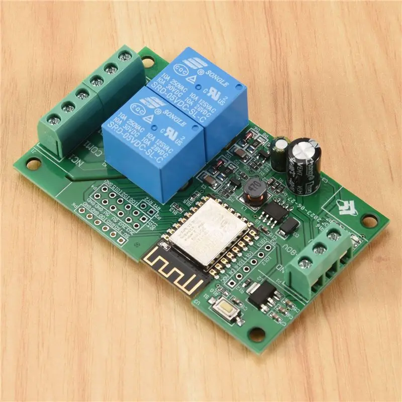 ABKJ- Esp-12F Wifi Relay Module 2Channel 5V/8-80V Network Relay Switch For Arduino Ide Smart Home App Remot Control