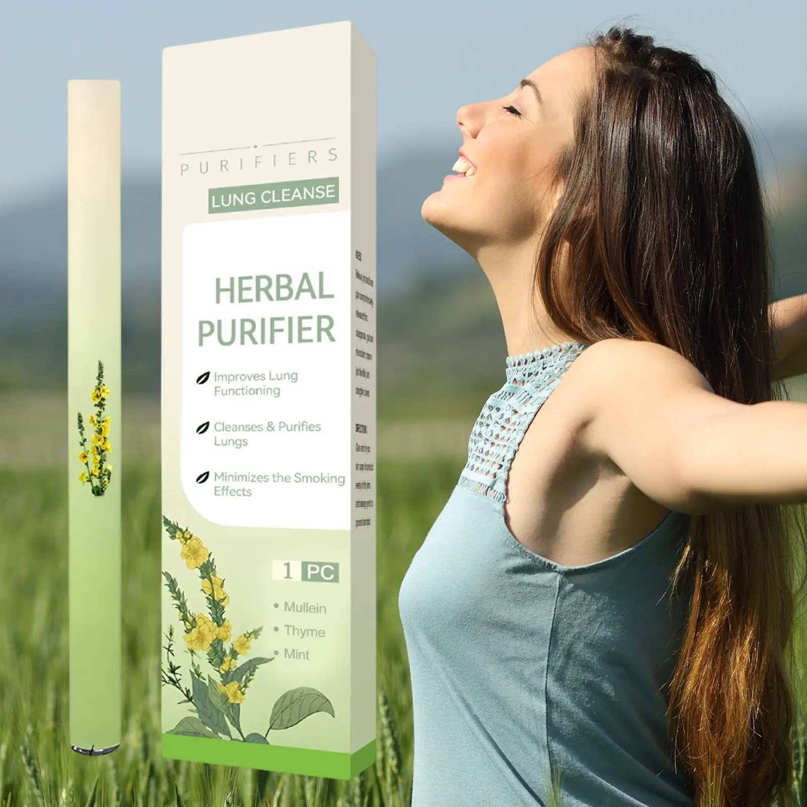 Lung Cleanse Inhaler Breathing Support Inhaler Soothing Diffuser Natural Cleanser for Air Freshening Recovery Travel Home Women