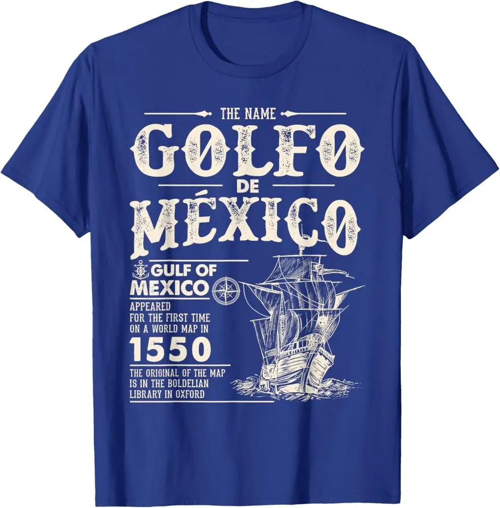 Golfo De México 1550 - Gulf of Mexico 1550 Retro Vintage T-Shirt Short Sleeve Casual 100% Cotton Men T Shirt