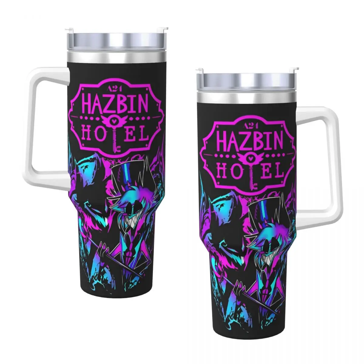 Edelstahlbecher VOX H-Hazbin Hotel Alastor Spiel Kaffeetasse Isolierte Heißgetränke Autobecher Fahren Grafik Wasserflasche