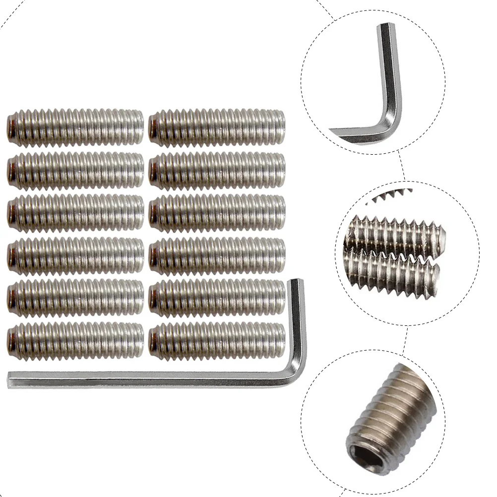 

12Pcs Guitar Bridge Screws Metal Saddle Mounting Screws Electric Guitar Replacement Parts Tremolo Bridge String Adjustment