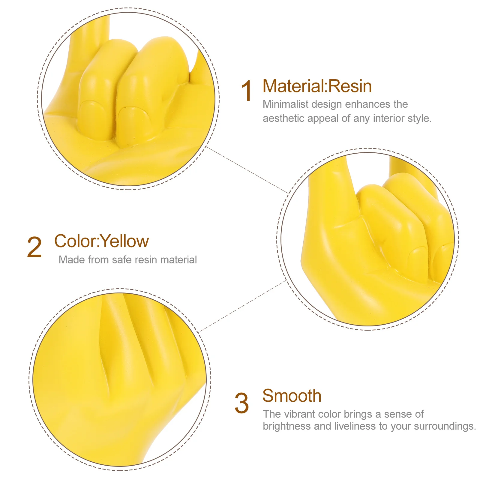 

Resin Hand Gesture Statue Bright Color Minimalist Home Decoration Bedroom Study Room Delicate Finger Sculpture Craft