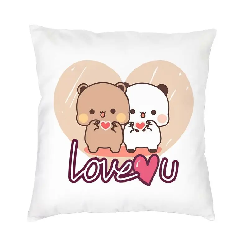 Panda And Brownie Square Pillowcover Home Decor True Love BuBu DuDu Couple Cushion Cover Throw Pillow for Living Room Printing