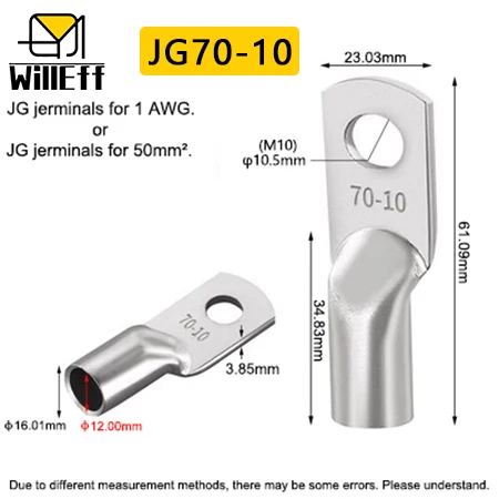 JG Koperen Krimpklem Ringklem Verzinkte Klem Voor Elektrische Kabelverbinding M6 M8 M10 M12 Kabel Draadklem