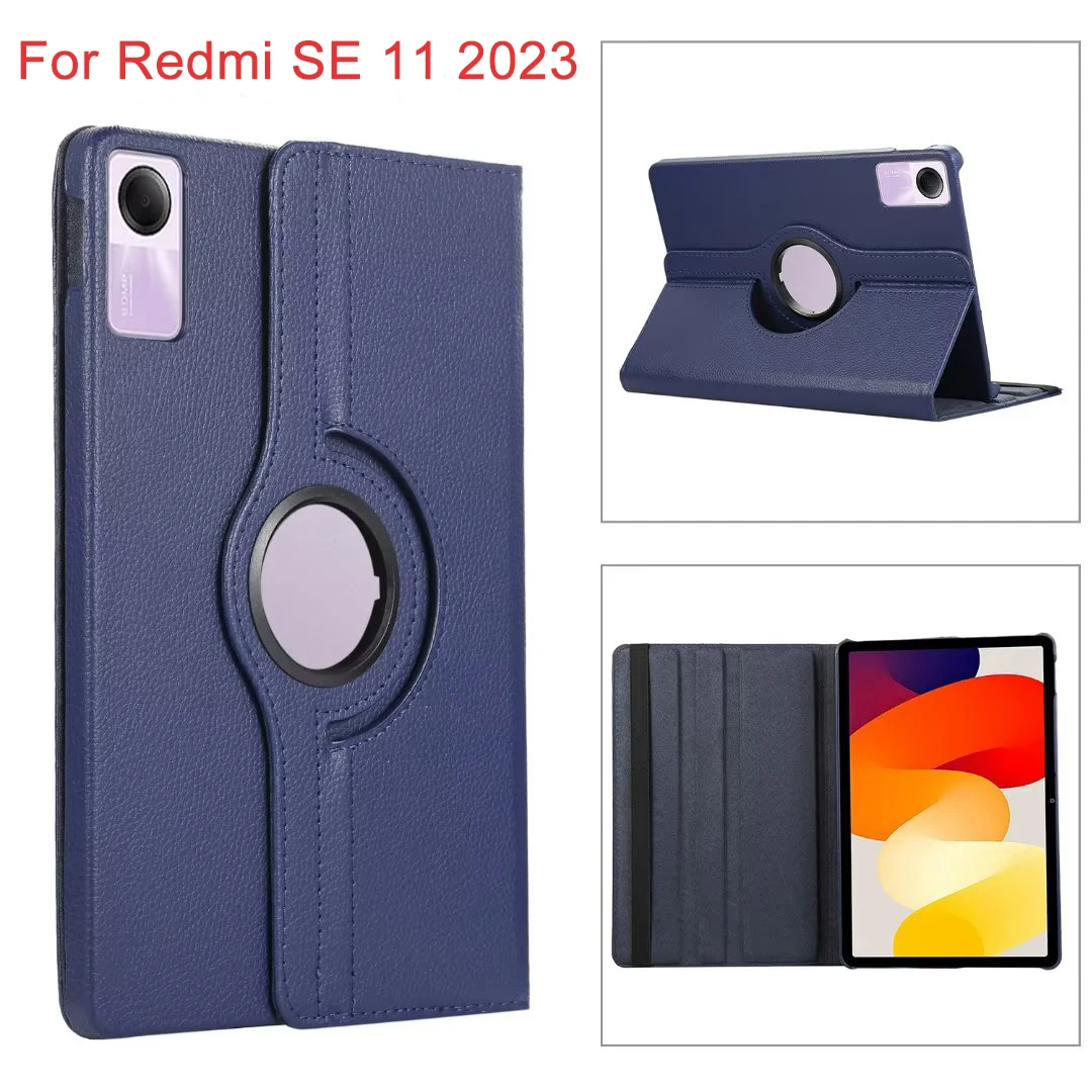 360 Degree Rotating Cover For Xiaomi Redmi Pad SE 11 Inch Folio Flip Stand Holder Cover PU Leather Shell Tablet Protective Case