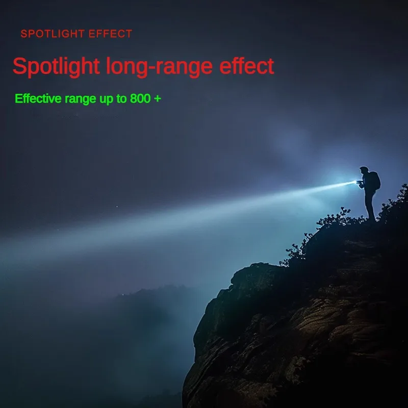 White Laser Flashlight TYPE-C Rechargeable with Output Zoom Atmosphere Light Outdoor Waterproof Strong Light Flashlight