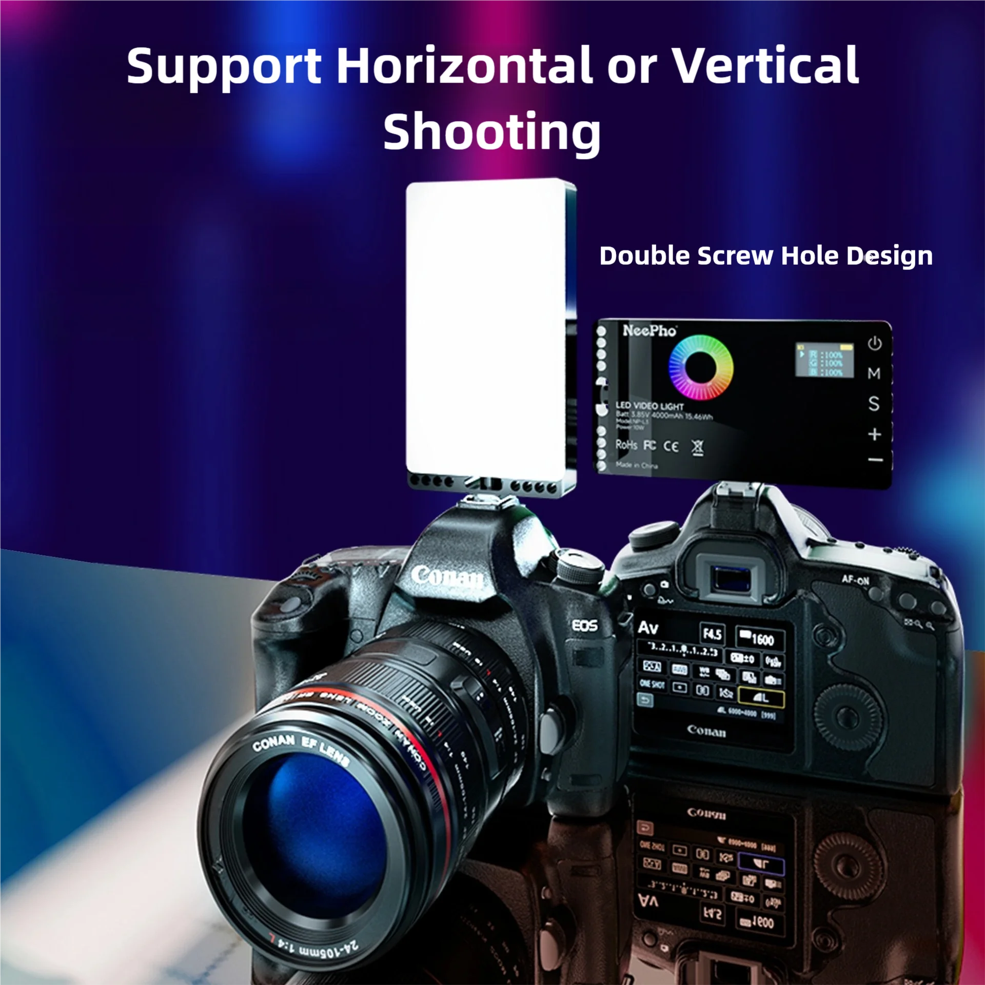 3000K-6500K Bi-Color CRI 95+ RGB LED Camera Video Light Photographic Fill Panel Pocket Lighting Full Color Lamp for YouTube Vlog