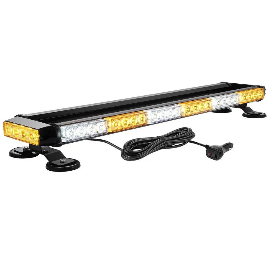 

Rooftop Safety Flashing 56 LED Amber White Emergency Light Bar for Construction Vehicles Tow Trucks Snow Plows, Strong Magnetic