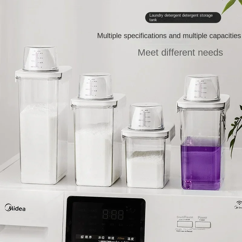 

Airtight Laundry Detergent Dispenser Powder Storage Box Clear Washing Powder Liquid Container with Lids Jar