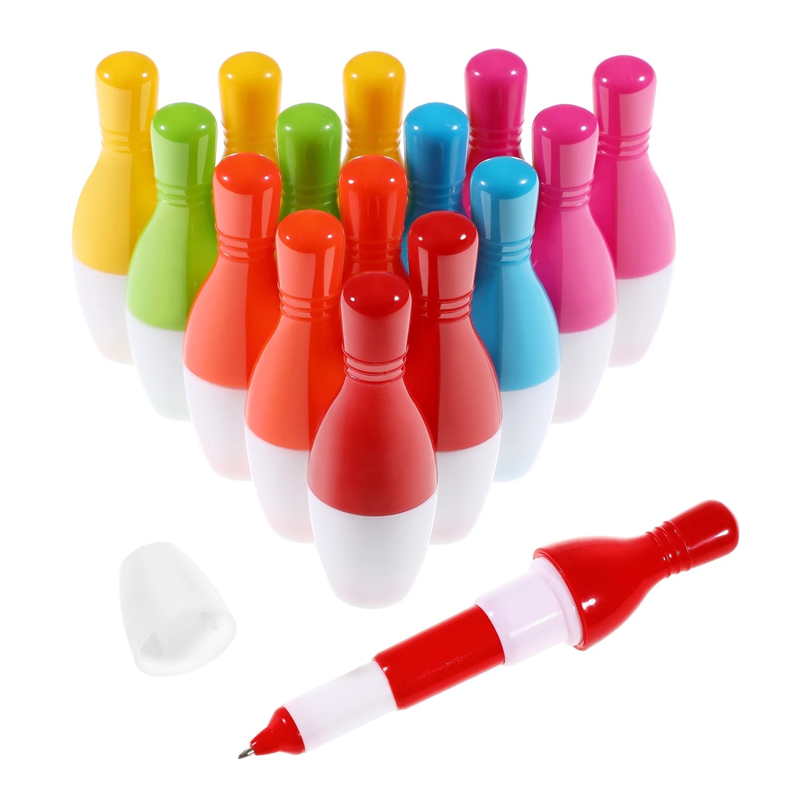 15 Pcs Bowling Kawaii Stationerys Funny Retractable Bowling-Pin Shaped Novelty Kawaii Stationerys School Supplies